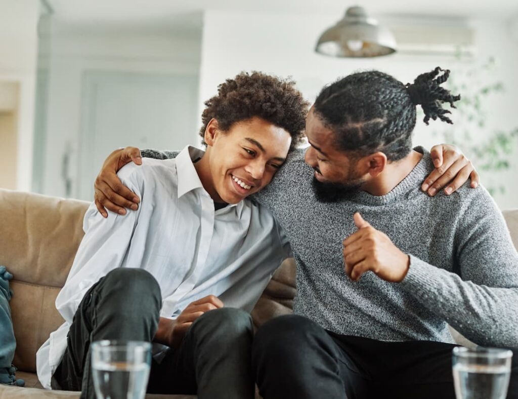 Father with his son after getting adolescent depression treatment in NJ