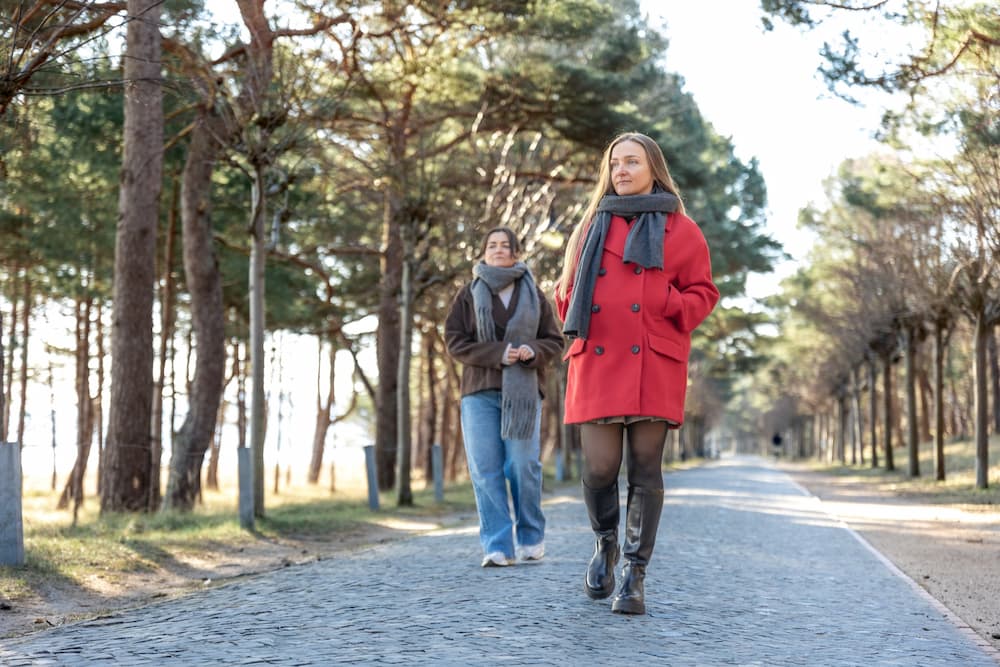 Two women walking outside after getting alcohol addiction treatment in New Jersey
